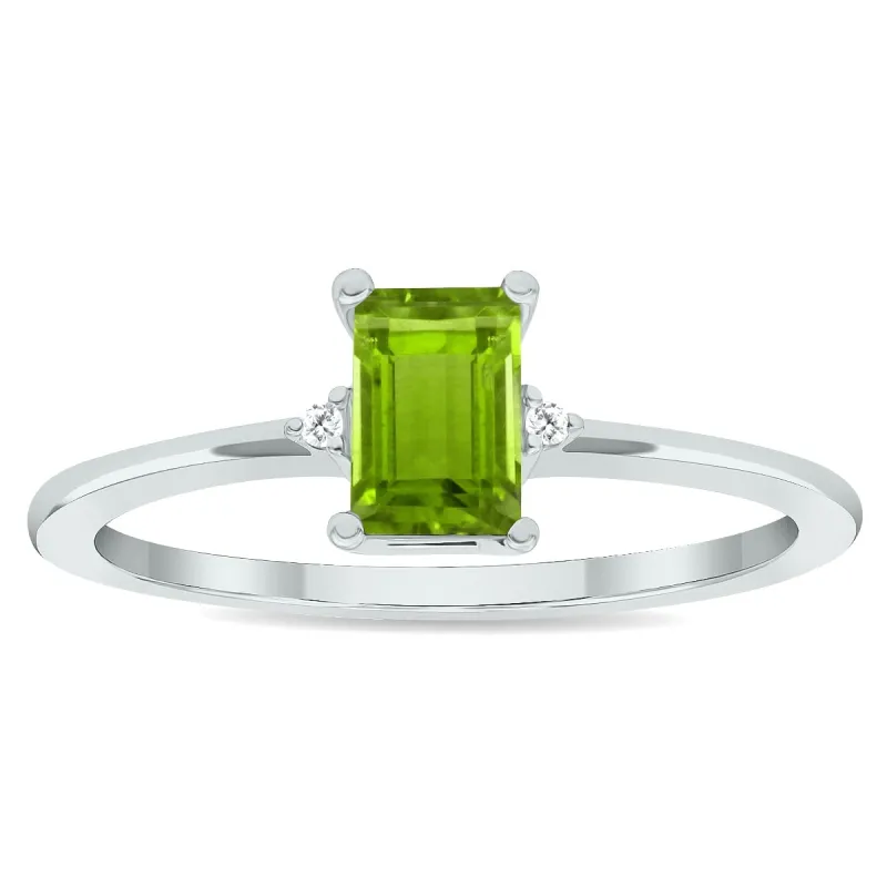 Women's Peridot and Diamond Classic Band in 10K White Gold sold by Zulily