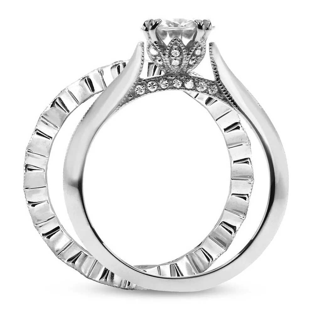 Annello by Kobelli 14k White Gold 1 2/5ct TGW Forever One Moissanite (DEF) and Diamond Blooming Flower 2-Piece Bridal Set sold by Zulily product image thumbnail 5