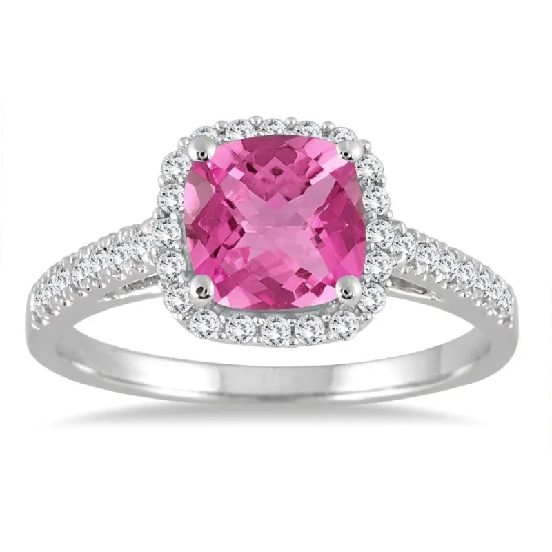 Pink Topaz and Diamond Ring in 10K White Gold sold by Zulily