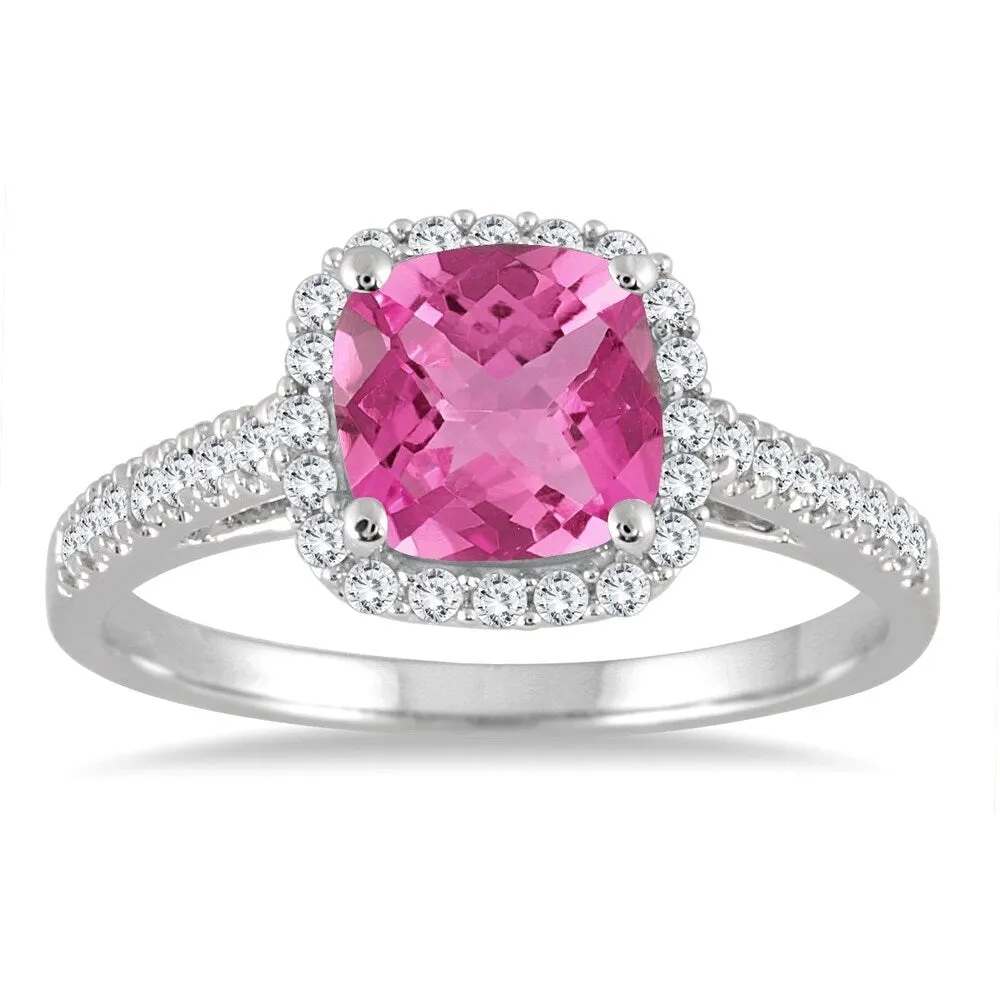 Pink Topaz and Diamond Ring in 10K White Gold sold by Zulily