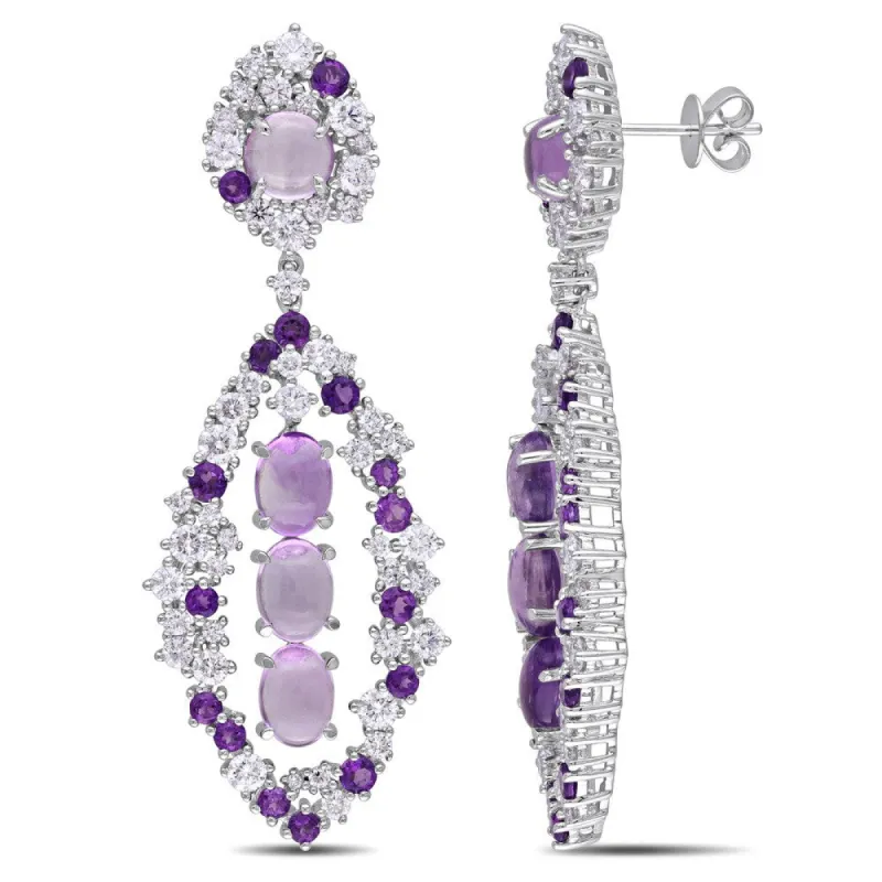 Miadora Signature Collection 14k White Gold 3 1/2ct TDW Diamond and Amethyst Earrings (G-H, SI1-SI2) sold by Zulily