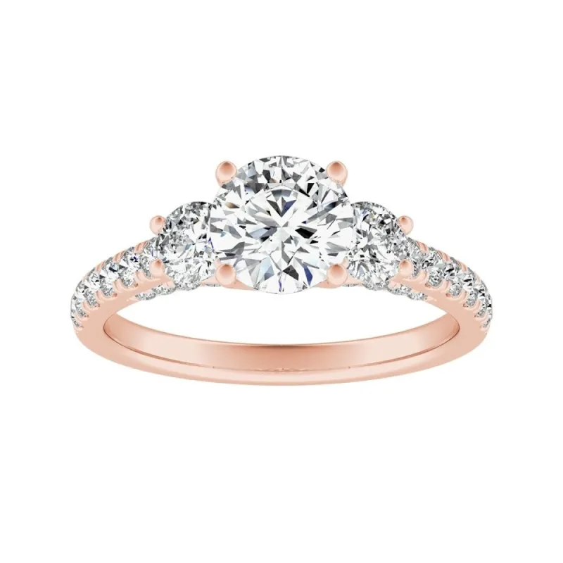 Auriya 3-Stone 1/2ct Round Moissanite and 7/8ct Diamond Engagement Ring 14K Gold sold by Zulily