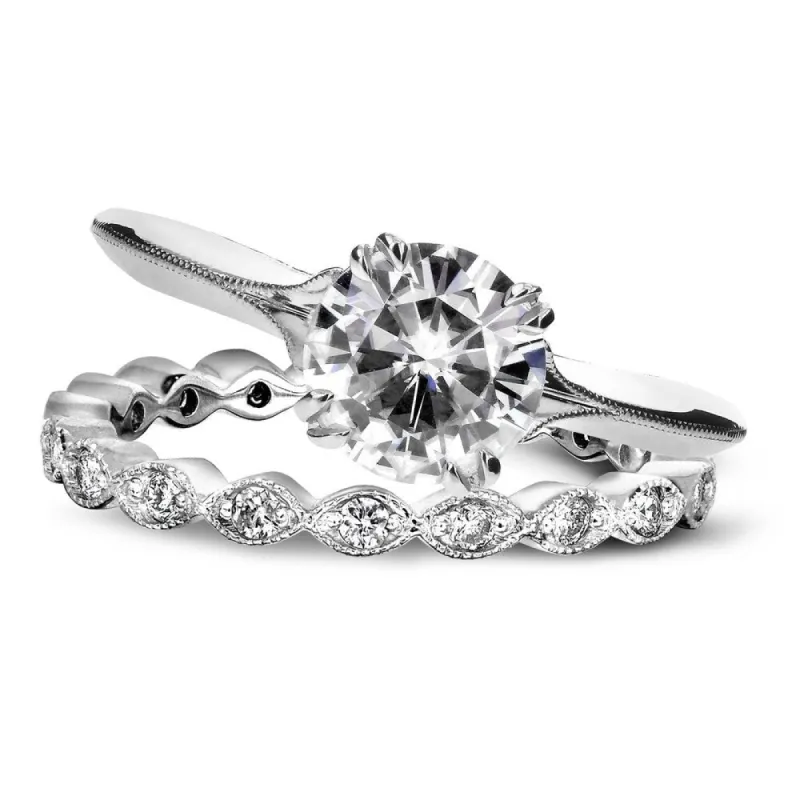 Annello by Kobelli 14k White Gold 1 2/5ct TGW Forever One Moissanite (DEF) and Diamond Blooming Flower 2-Piece Bridal Set sold by Zulily