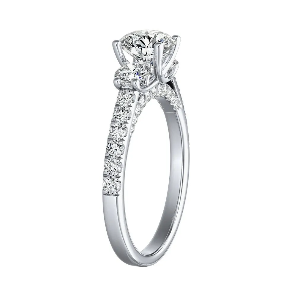 Auriya 3-Stone 1/2ct Round Moissanite and 7/8ct Diamond Engagement Ring 14K Gold sold by Zulily product image thumbnail 4