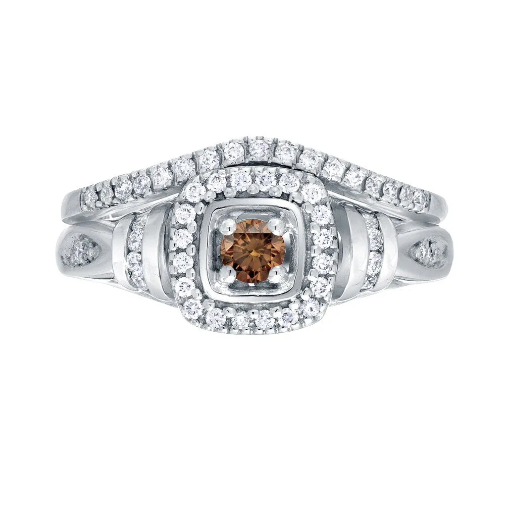 14k Gold 1/2ct TDW Brown Diamond Halo Engagement Ring Set by Auriya sold by Zulily product image thumbnail 4