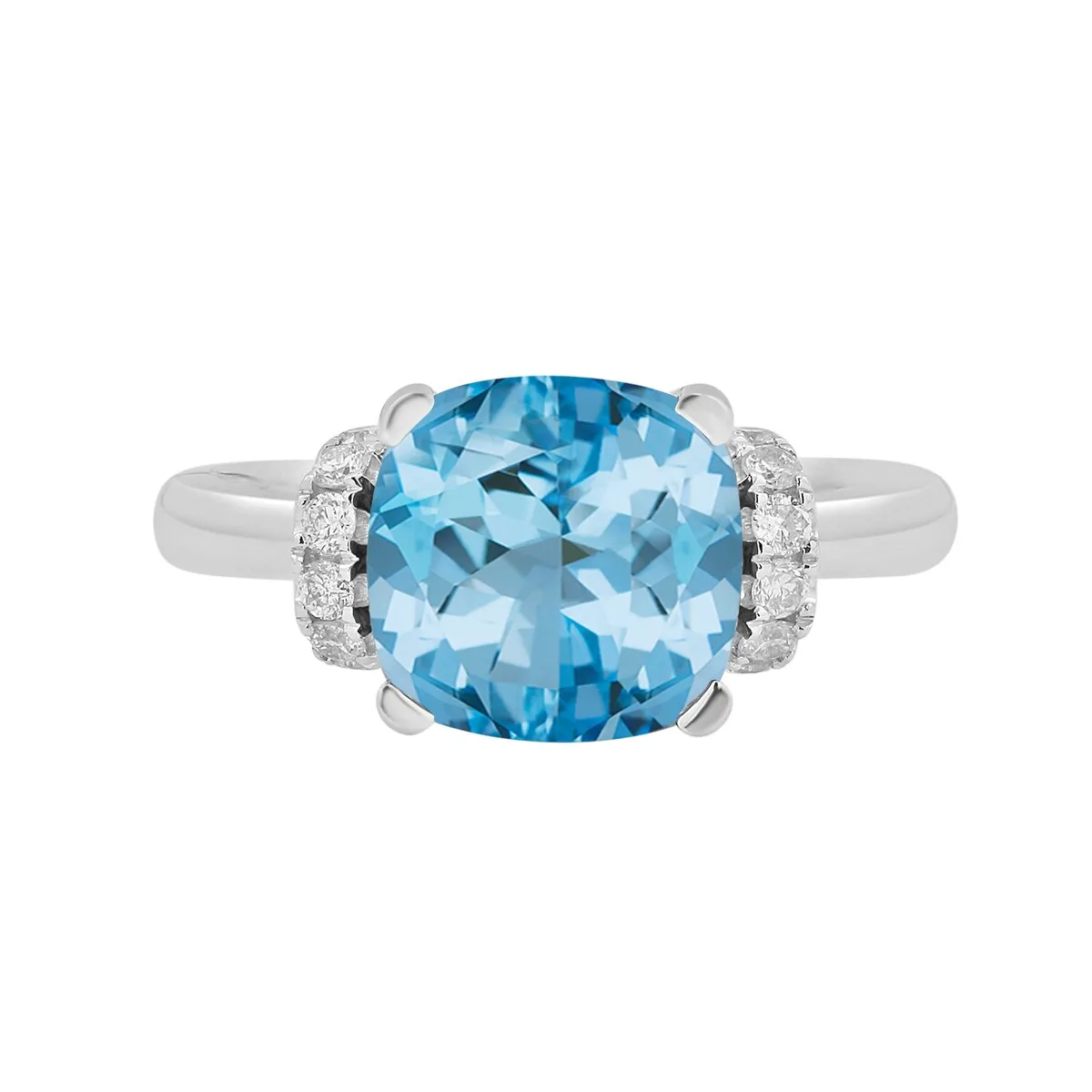 Auriya Unique 3 3/8ct Cushion-cut Sky Blue Topaz and Diamond Engagement Ring 1/5cttw 14k Gold sold by Zulily product image thumbnail 2