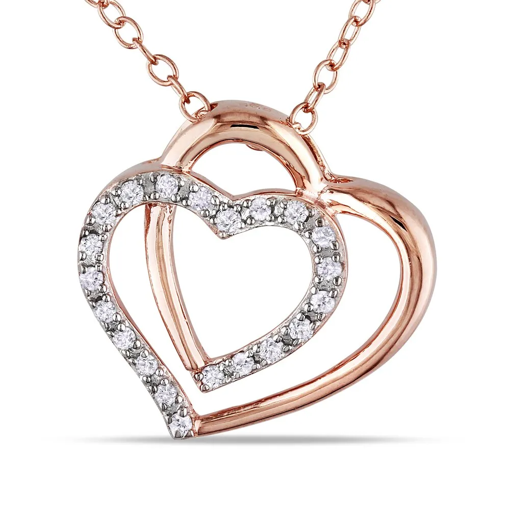 Miadora Rose Silver 1/10ct TDW Diamond Heart Necklace sold by Zulily product image thumbnail 5
