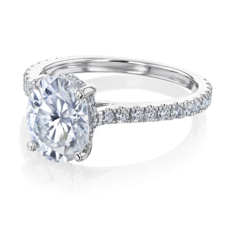 Annello by Kobelli 14k Gold 2.1ct Oval Moissanite and 2/5ct Diamond Drop Halo Comfort Fit Engagement Ring (DEF/VS, GH/I) sold by Zulily