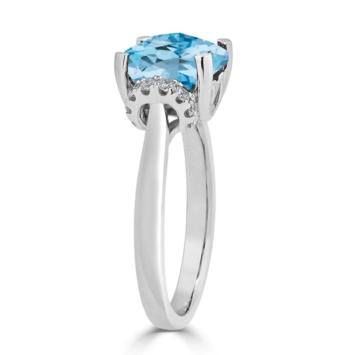 Auriya Unique 3 3/8ct Cushion-cut Sky Blue Topaz and Diamond Engagement Ring 1/5cttw 14k Gold sold by Zulily product image thumbnail 4