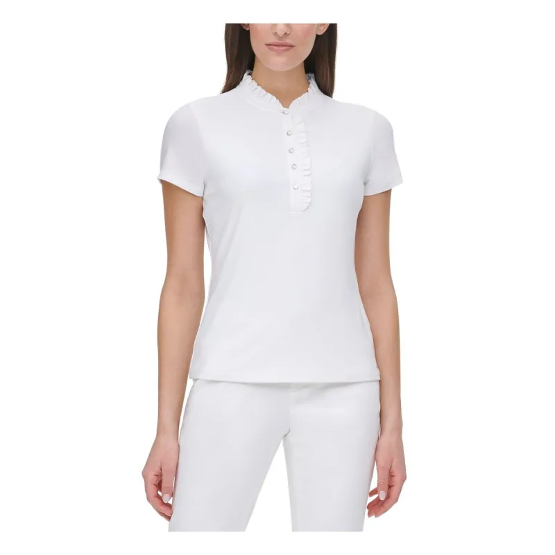 Tommy Hilfiger Women's Ruffled Polo Shirt White Size Small sold by Zulily