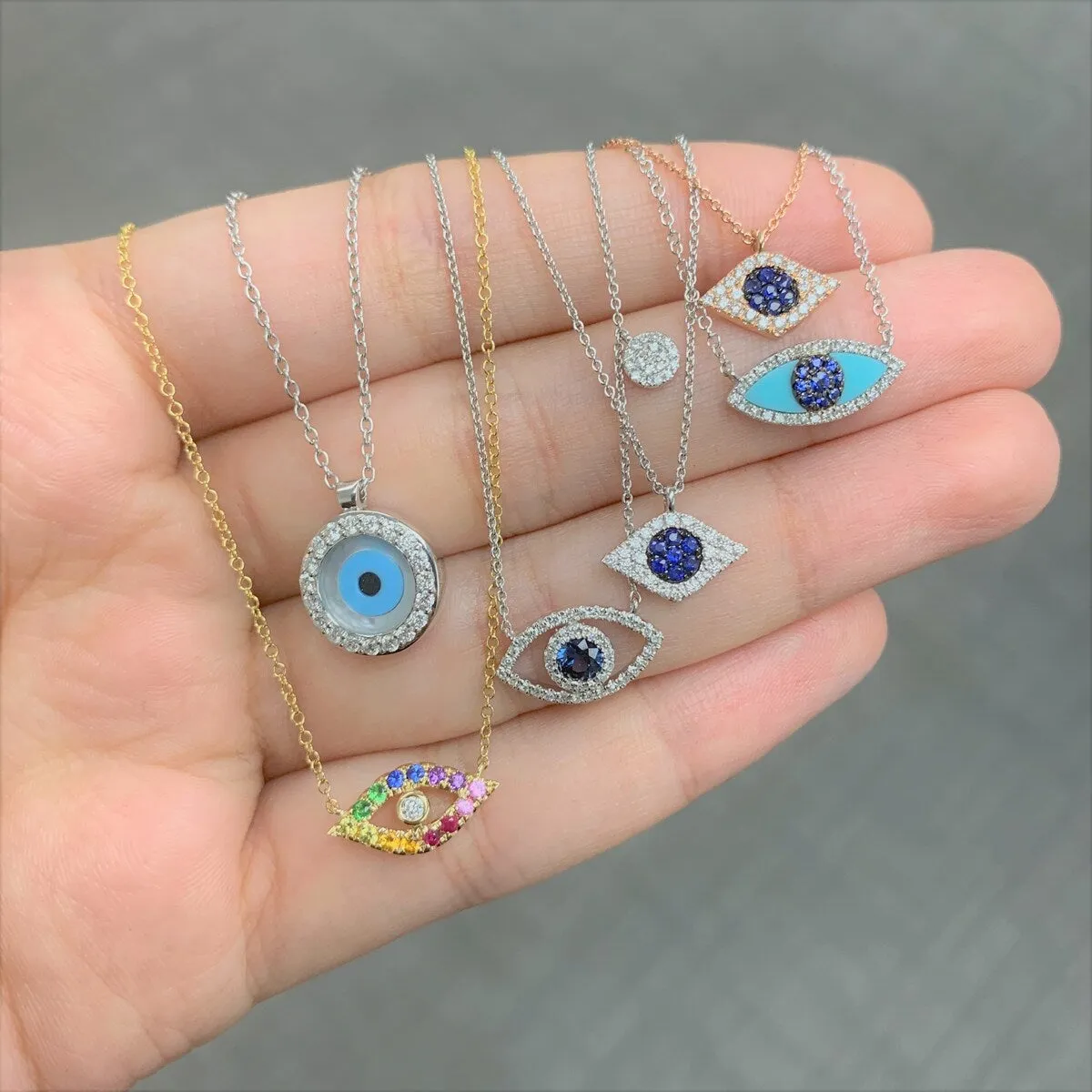 Joelle Evil Eye Necklace Diamond & Sapphire 14k Gold 1/10 ct TDW Gift for Her sold by Zulily product image thumbnail 5