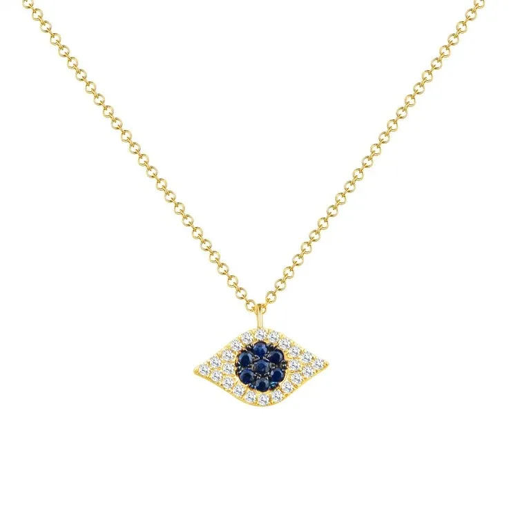 Joelle Evil Eye Necklace Diamond & Sapphire 14k Gold 1/10 ct TDW Gift for Her sold by Zulily product image thumbnail 4