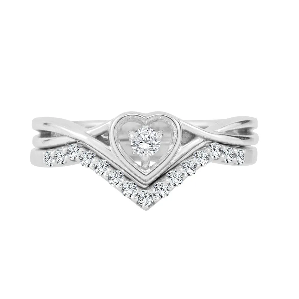 14k Gold 1/4ct TDW Diamond Accent Heart Engagement Ring Set by Auriya sold by Zulily product image thumbnail 4