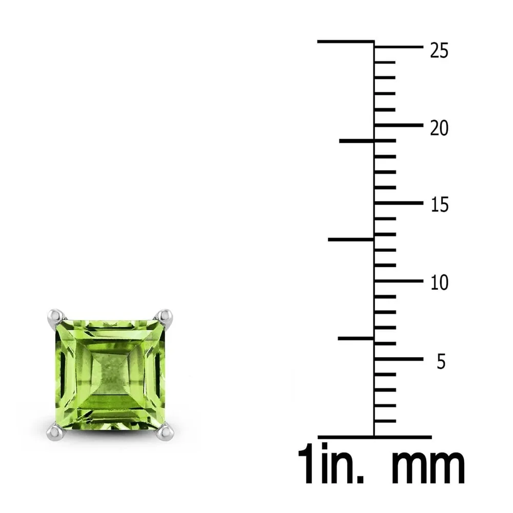 14K White Gold 7MM Square Peridot Earrings sold by Zulily product image thumbnail 2