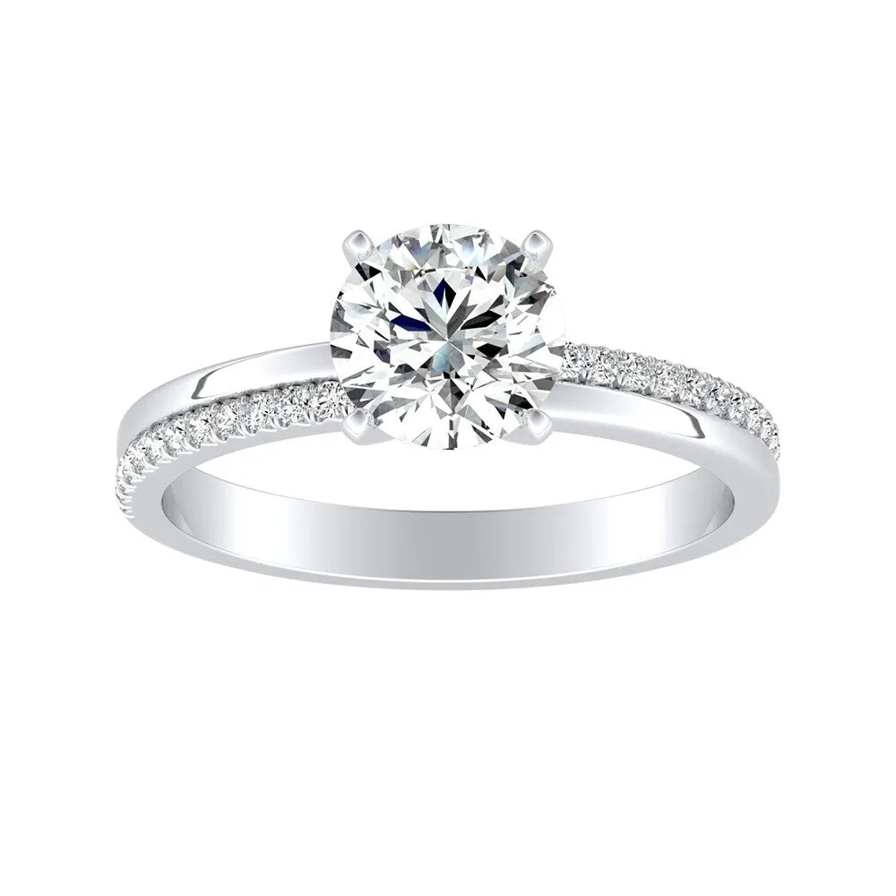 Auriya 14k Gold Modern 3/4ct Moissanite and Diamond Engagement Ring 1/8ctw sold by Zulily product image thumbnail 2
