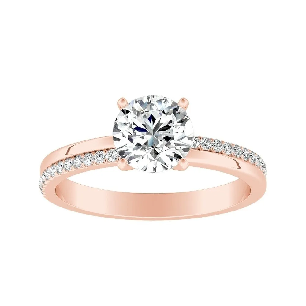 Auriya 14k Gold Modern 3/4ct Moissanite and Diamond Engagement Ring 1/8ctw sold by Zulily product image thumbnail 4