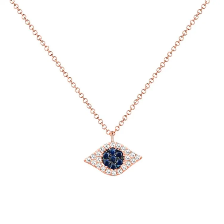 Joelle Evil Eye Necklace Diamond & Sapphire 14k Gold 1/10 ct TDW Gift for Her sold by Zulily product image thumbnail 2