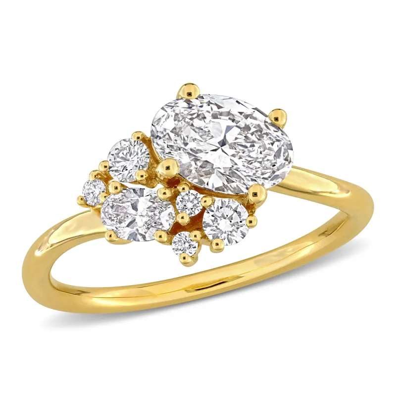 Created Forever 1 1/3ct TDW Oval-Cut Lab-Grown Diamond Ring in 14k Yellow Gold made by Zulily