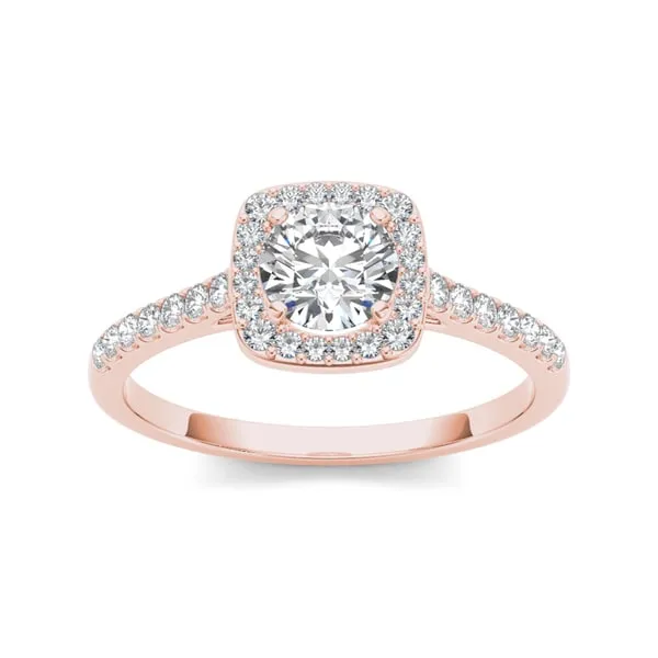 De Couer 14k Rose Gold 1ct TDW Diamond Halo Engagement Ring - Pink sold by Zulily