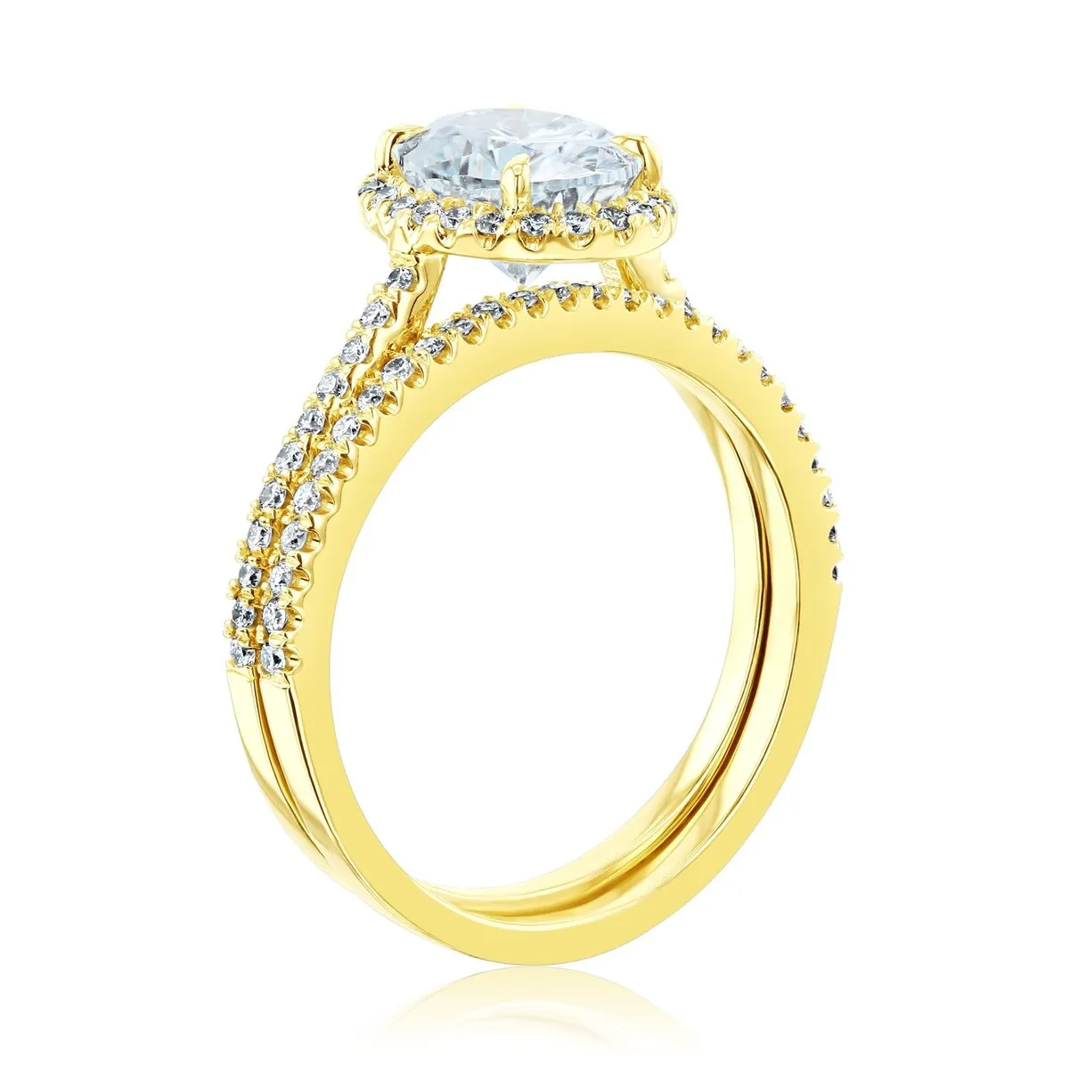 Annello by Kobelli 14k Gold Forever One Classic Oval Halo Bridal Set (DEF/VS, GH/I) sold by Zulily product image thumbnail 4