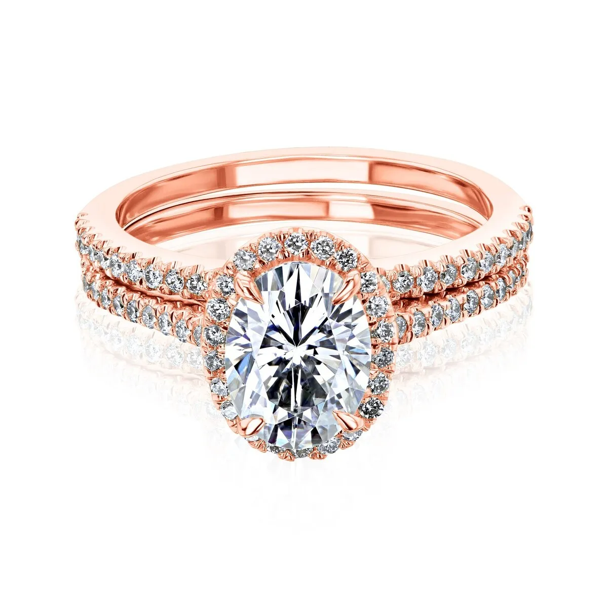 Annello by Kobelli 14k Gold Forever One Classic Oval Halo Bridal Set (DEF/VS, GH/I) sold by Zulily product image thumbnail 2
