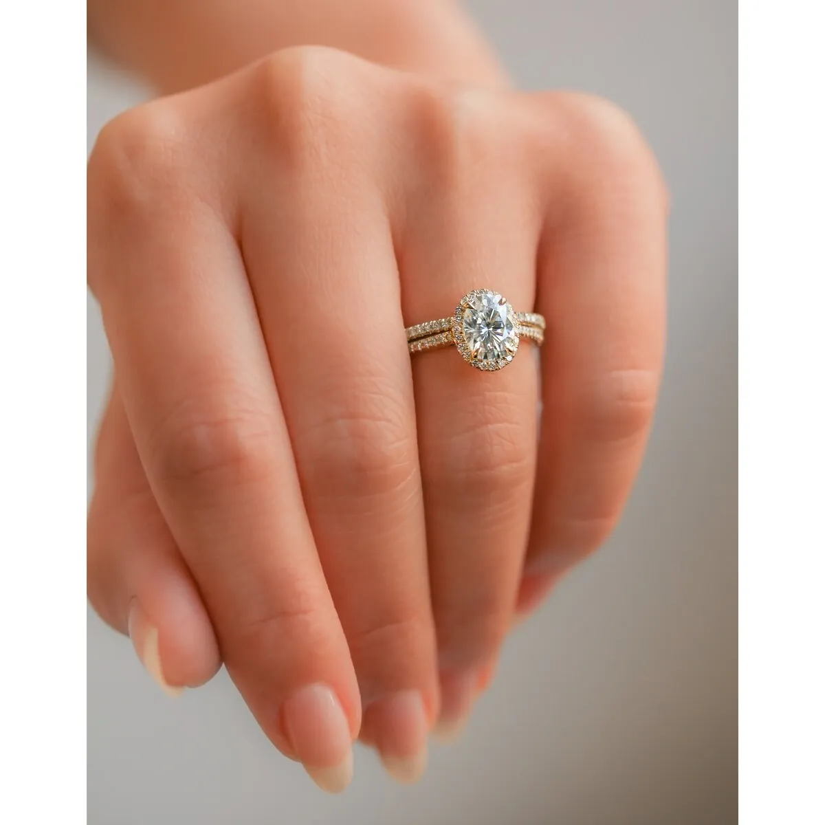 Annello by Kobelli 14k Gold Forever One Classic Oval Halo Bridal Set (DEF/VS, GH/I) sold by Zulily product image thumbnail 5