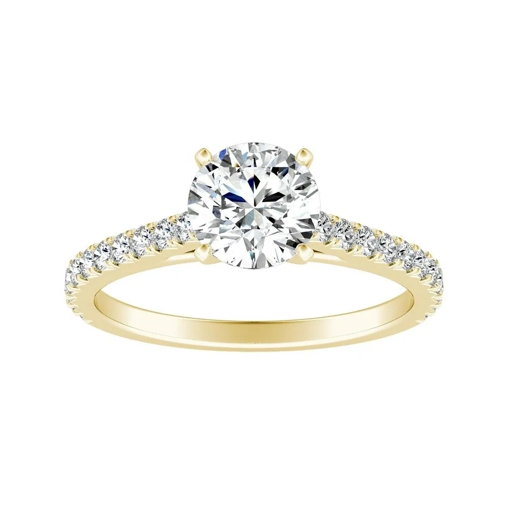 Auriya Round 1/2ct Moissanite and 1/3ctw Diamond Engagement Ring 14k Gold sold by Zulily product image thumbnail 2