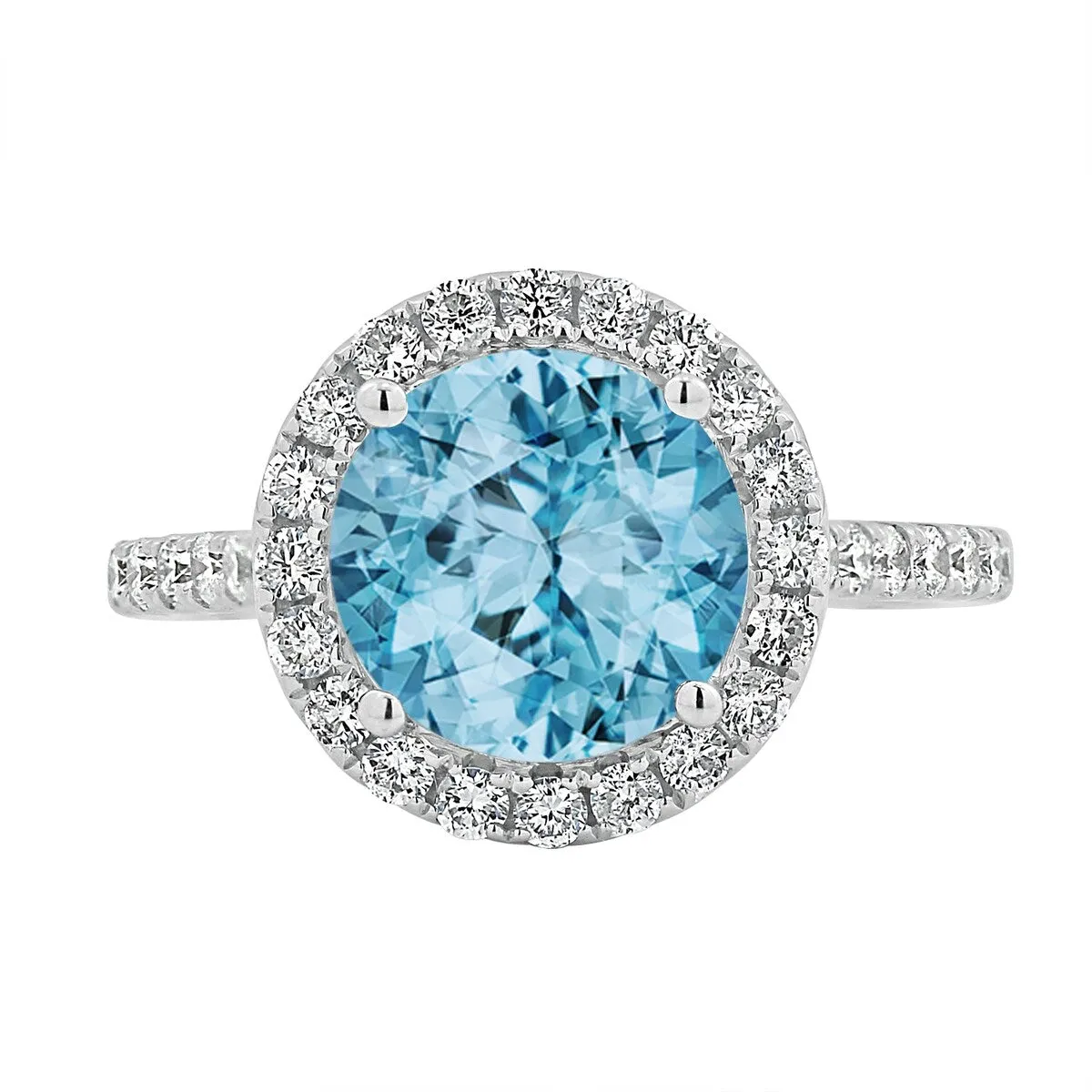 Auriya 3 1/3ct Fancy Round Sky Blue Topaz and Halo Diamond Engagement Ring 5/8ctw 14k Gold sold by Zulily product image thumbnail 2