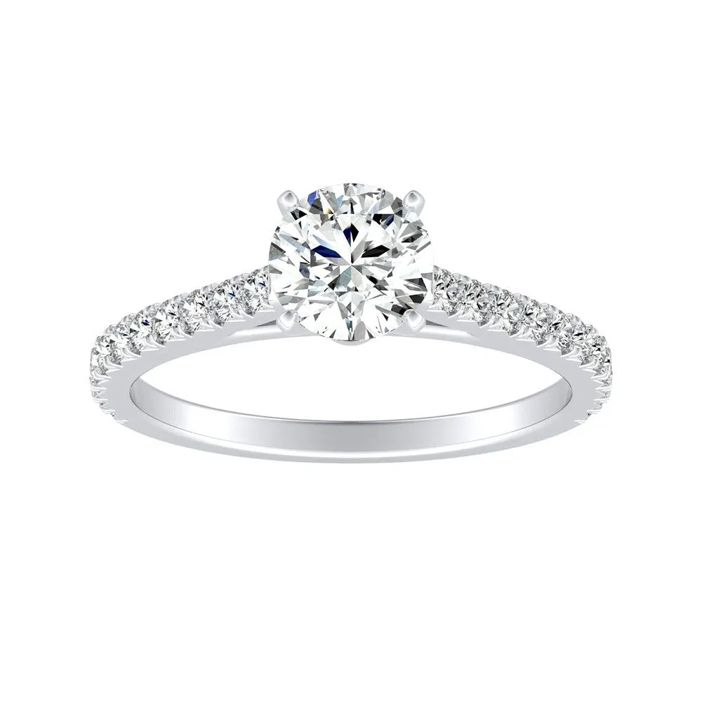 Auriya Round 1/2ct Moissanite and 1/3ctw Diamond Engagement Ring 14k Gold sold by Zulily