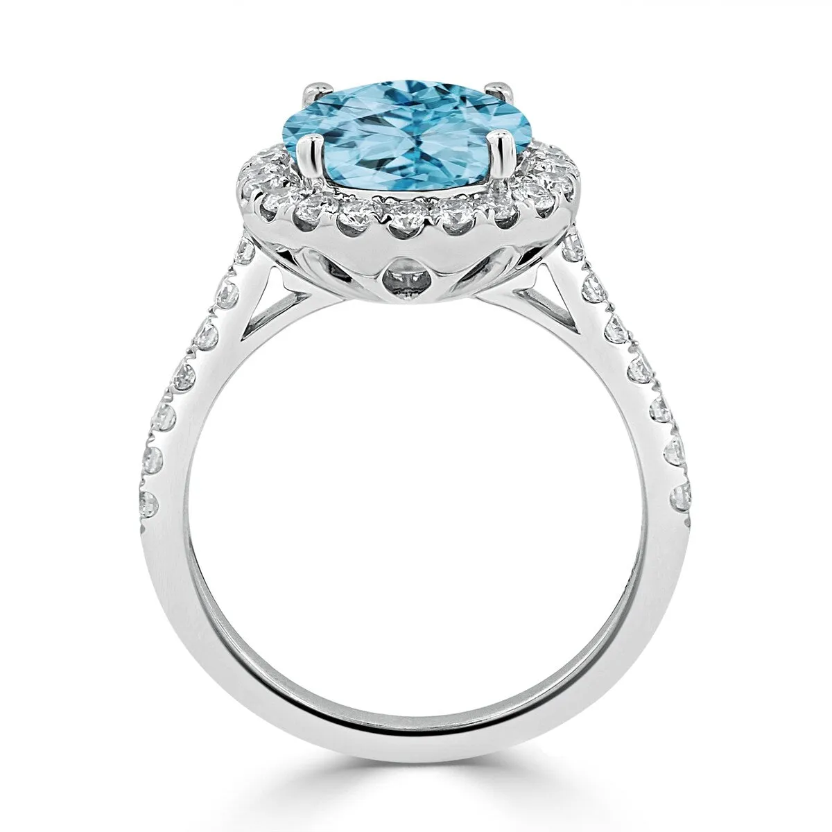Auriya 3 1/3ct Fancy Round Sky Blue Topaz and Halo Diamond Engagement Ring 5/8ctw 14k Gold sold by Zulily product image thumbnail 5