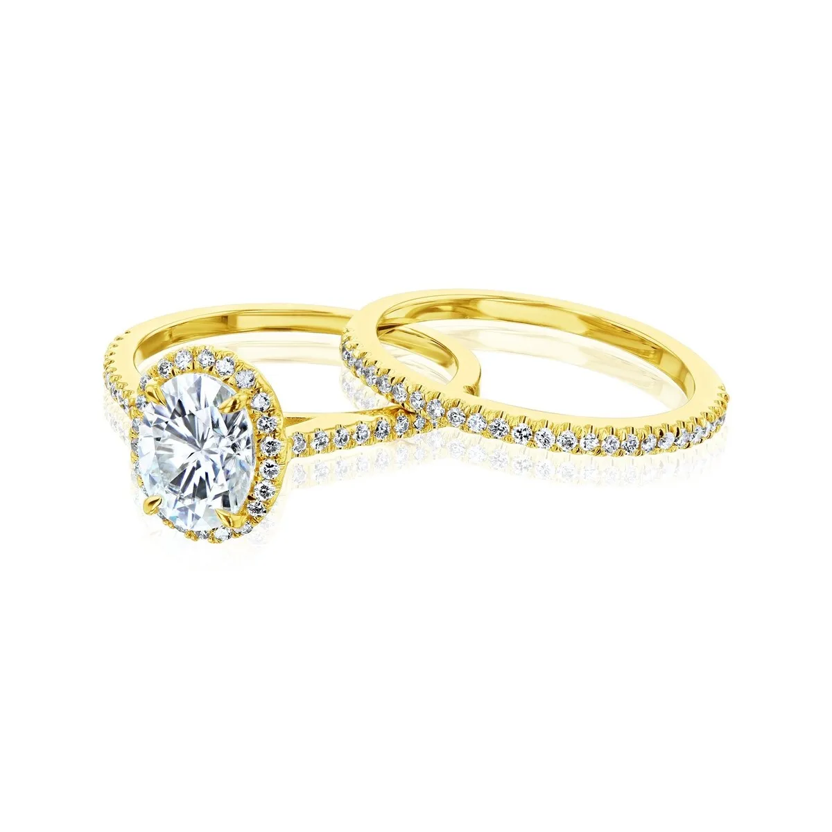 Annello by Kobelli 14k Gold Forever One Classic Oval Halo Bridal Set (DEF/VS, GH/I) sold by Zulily product image thumbnail 3