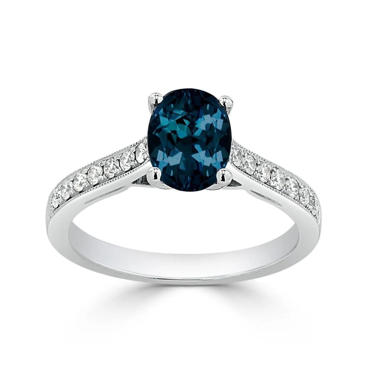 Auriya 1 1/5ct Fancy Oval London Blue Topaz and Diamond Engagement Ring 1/4ctw 14k Gold sold by Zulily product image thumbnail 3