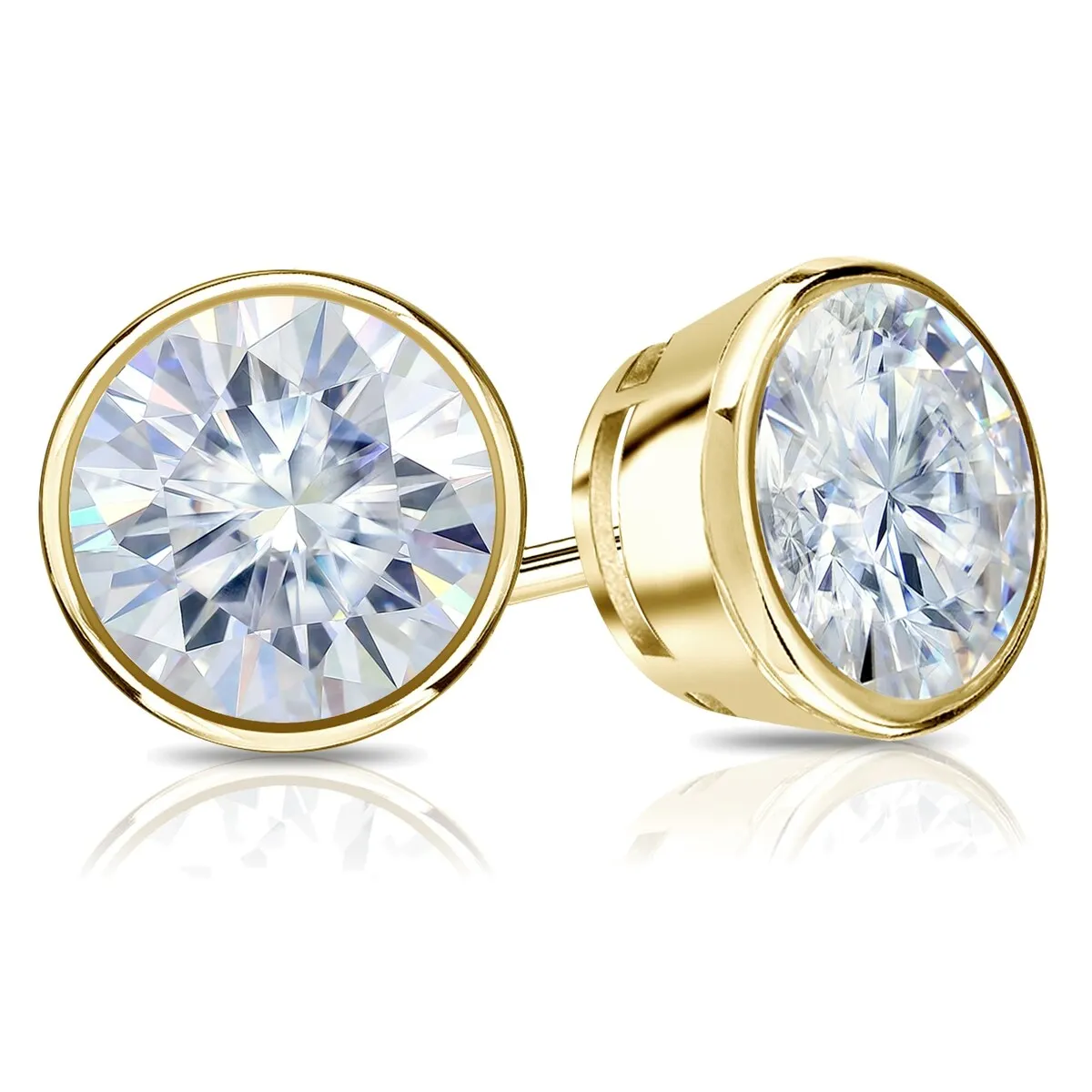 Auriya 18k Gold 2ctw Bezel-set Round Moissanite Stud Earrings - 6.5 mm sold by Zulily product image thumbnail 2