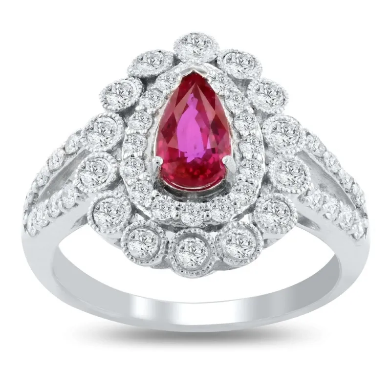 Auriya Platinum Certified 1ct Extremely Rare Ruby and 3/4ct TDW Diamond Ring sold by Zulily