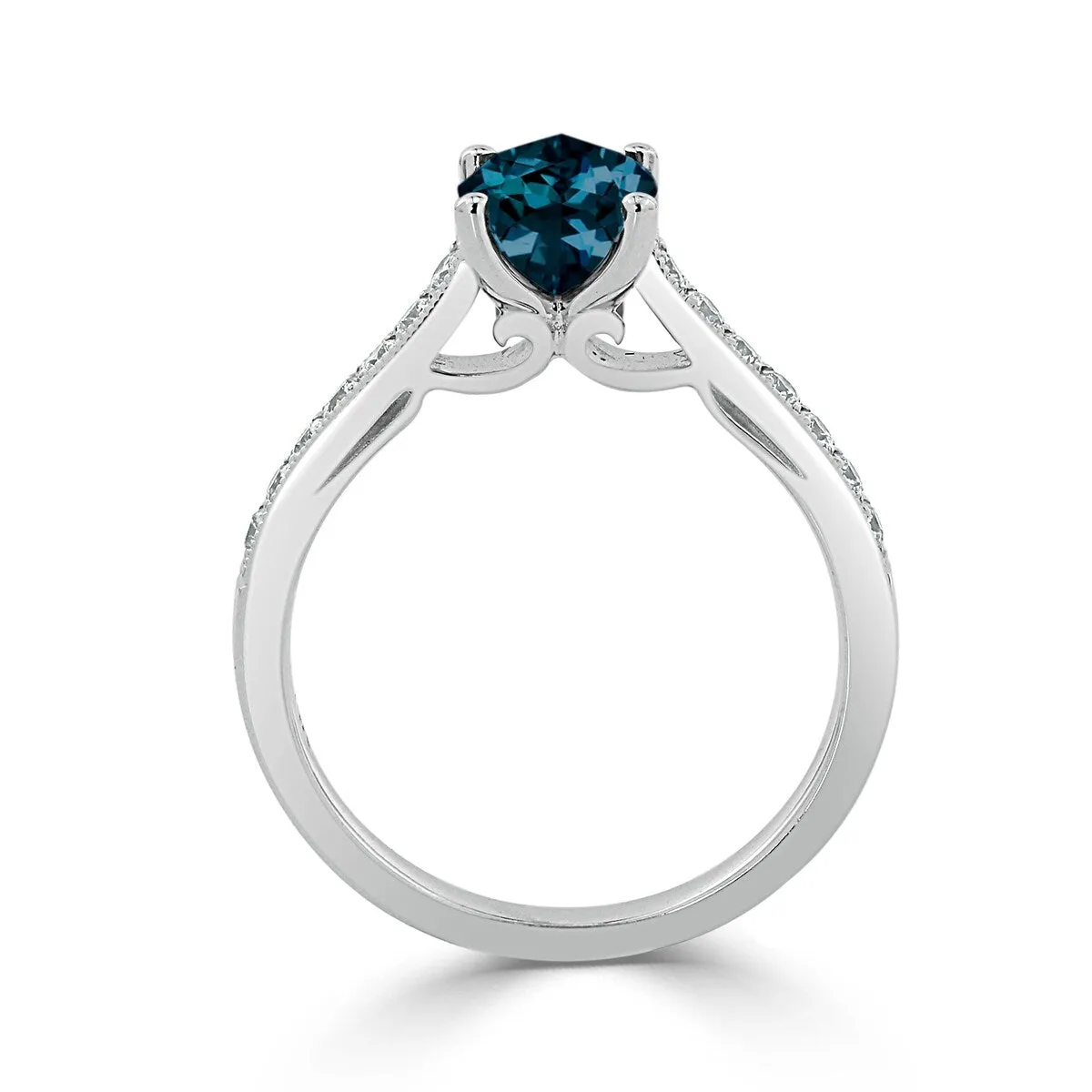 Auriya 1 1/5ct Fancy Oval London Blue Topaz and Diamond Engagement Ring 1/4ctw 14k Gold sold by Zulily product image thumbnail 5