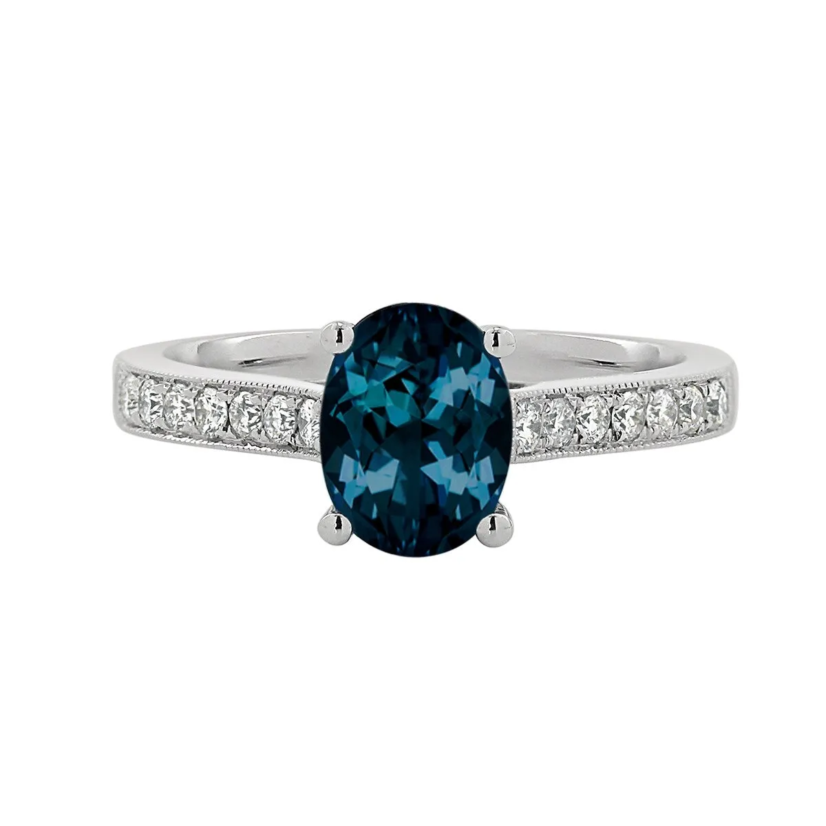 Auriya 1 1/5ct Fancy Oval London Blue Topaz and Diamond Engagement Ring 1/4ctw 14k Gold sold by Zulily product image thumbnail 2