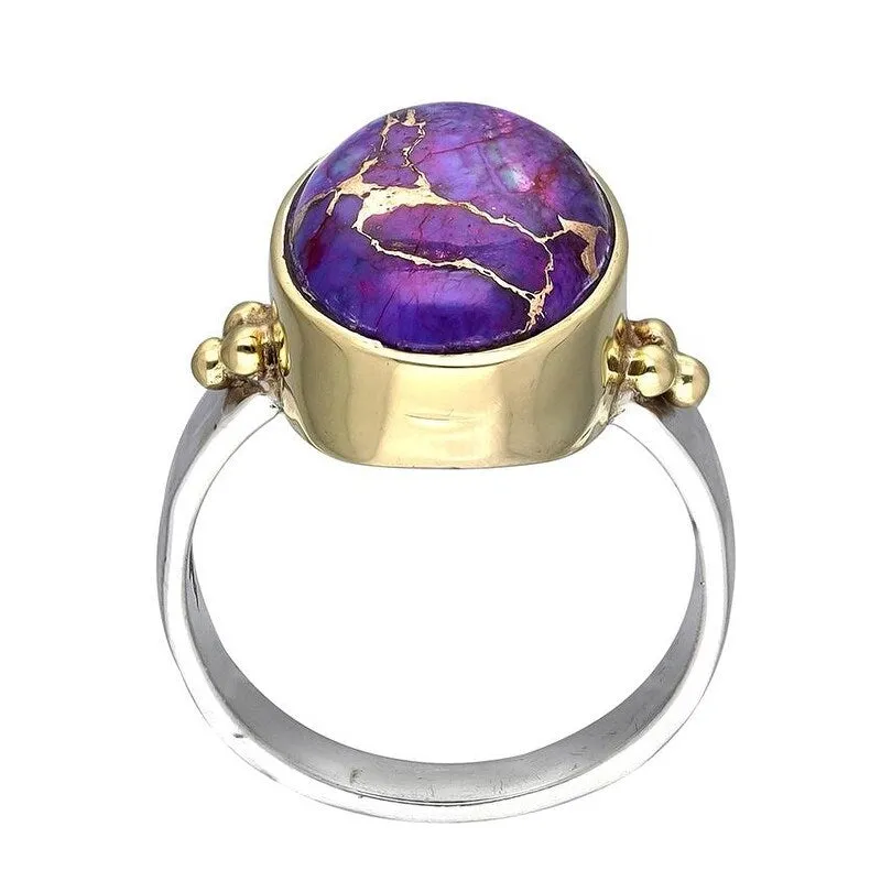 Sterling Silver Oval Shaped Purple Copper Turquoise with Brass Accents sold by Zulily product image thumbnail 4