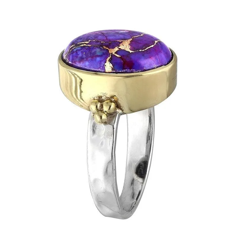 Sterling Silver Oval Shaped Purple Copper Turquoise with Brass Accents sold by Zulily product image thumbnail 2