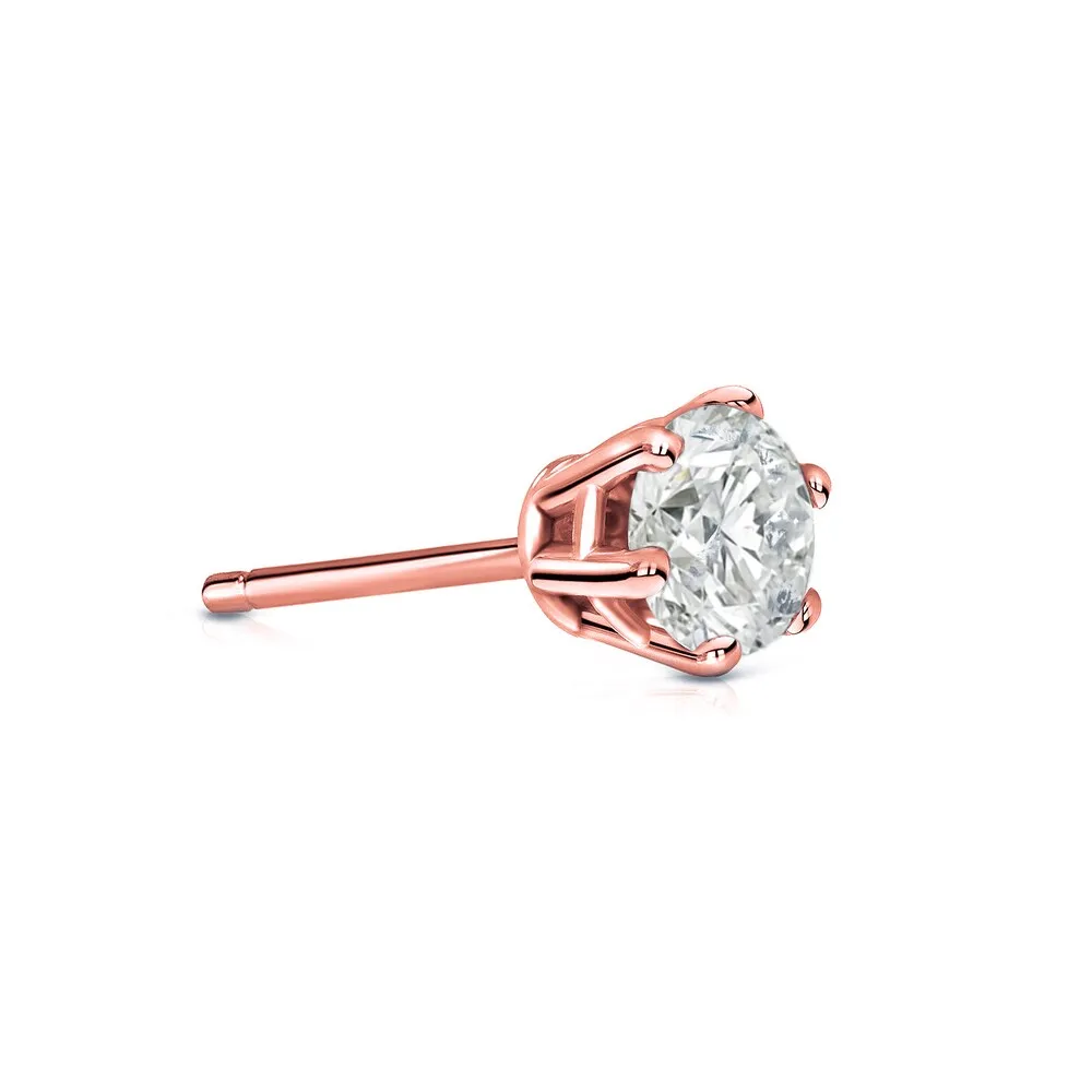 Auriya 14k Gold 1/4ct TDW Round 6 Prong SINGLE STUD (1) Diamond Earring sold by Zulily product image thumbnail 3