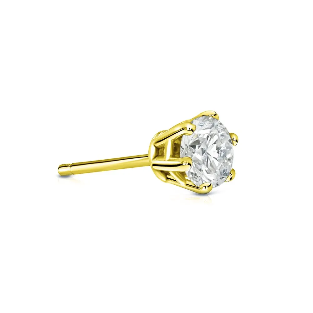 Auriya 14k Gold 1/4ct TDW Round 6 Prong SINGLE STUD (1) Diamond Earring sold by Zulily product image thumbnail 2