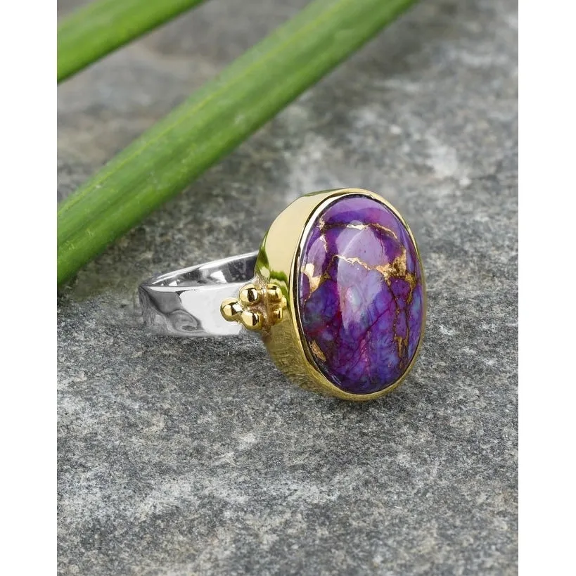 Sterling Silver Oval Shaped Purple Copper Turquoise with Brass Accents sold by Zulily product image thumbnail 3