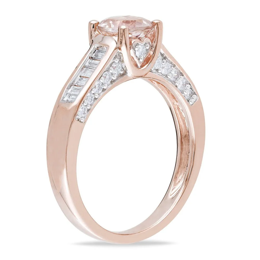 Miadora Signature Collection 14k Rose Gold 1/2ct TDW Diamond Morganite Ring sold by Zulily product image thumbnail 3