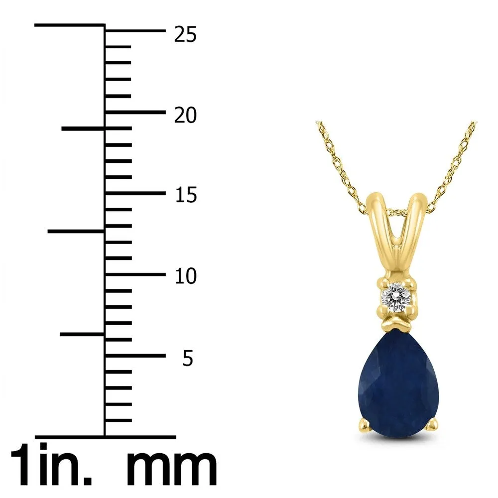 14K Yellow Gold 6x4MM Pear Sapphire and Diamond Pendant sold by Zulily product image thumbnail 3