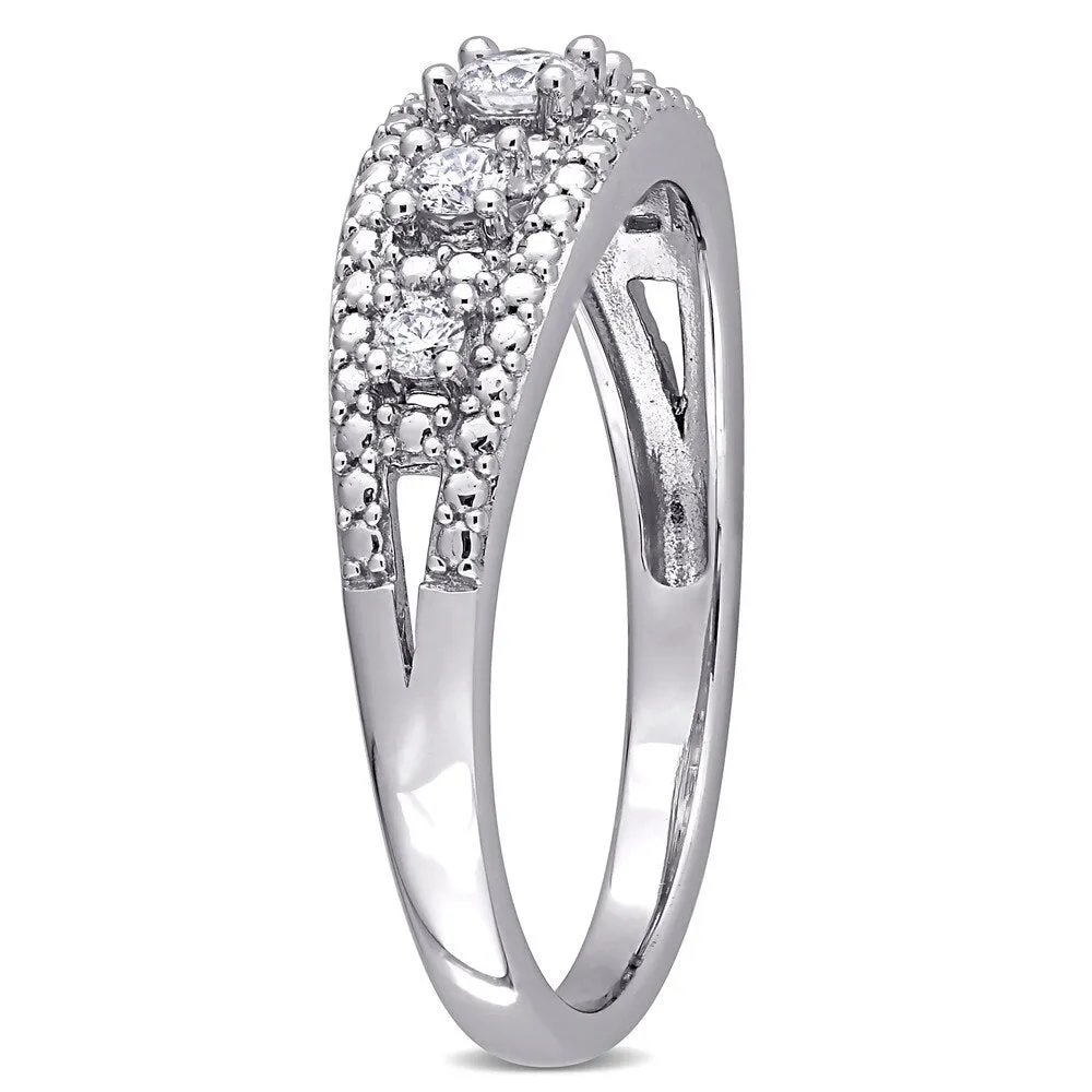 Miadora 10k White Gold 1/4ct TDW Diamond Semi-eternit Band Ring sold by Zulily product image thumbnail 3