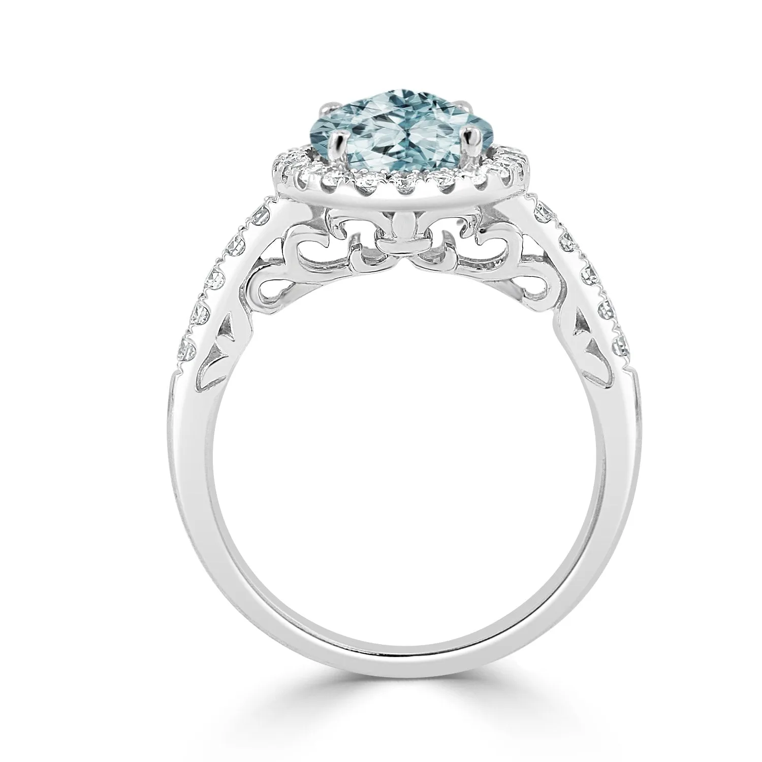 Auriya 1 3/4ct Oval Aquamarine and Halo Diamond Engagement Ring 3/8ctw 14k Gold sold by Zulily product image thumbnail 5