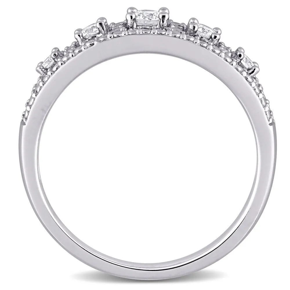 Miadora 10k White Gold 1/4ct TDW Diamond Semi-eternit Band Ring sold by Zulily product image thumbnail 4