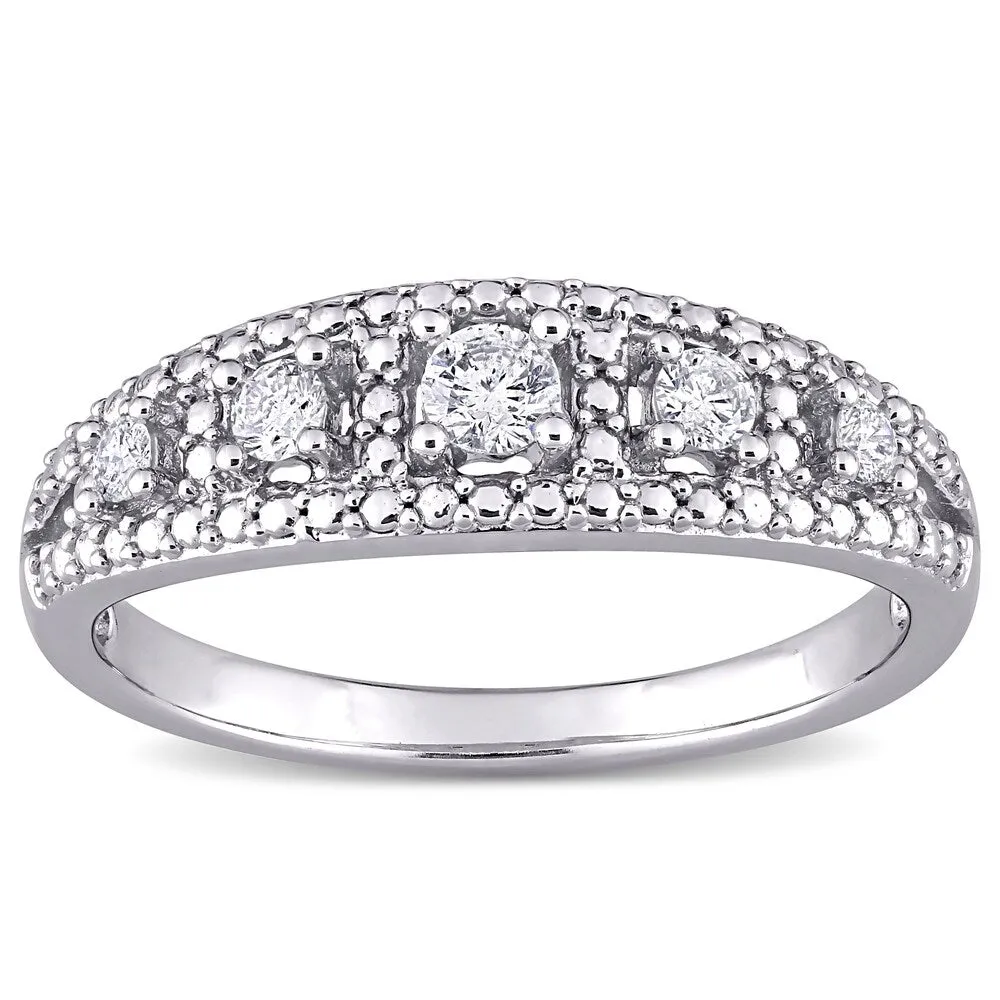Miadora 10k White Gold 1/4ct TDW Diamond Semi-eternit Band Ring sold by Zulily product image thumbnail 2