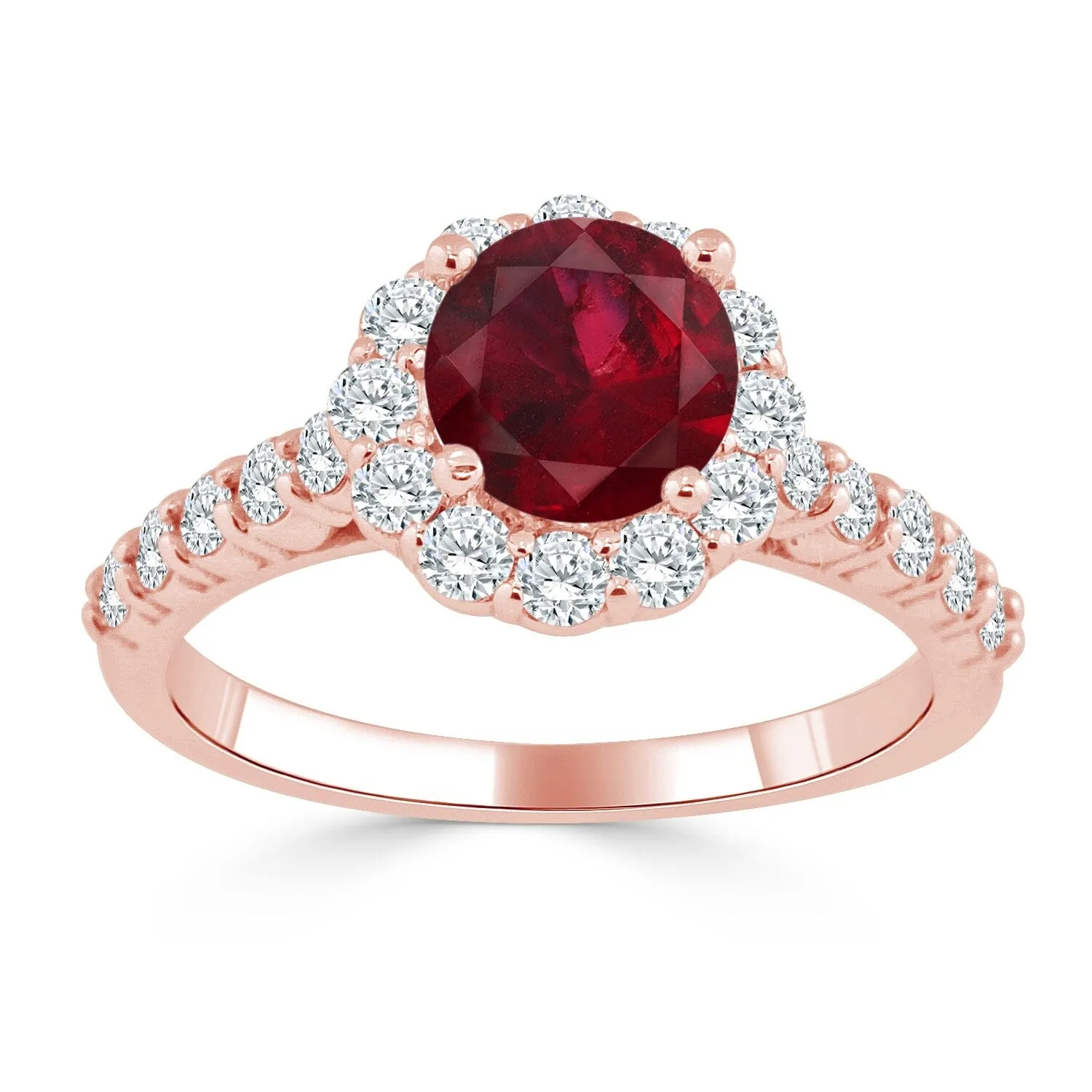 Auriya 1ct Red Ruby 5/8ctw Halo Diamond Engagement Ring 14K Gold sold by Zulily product image thumbnail 3