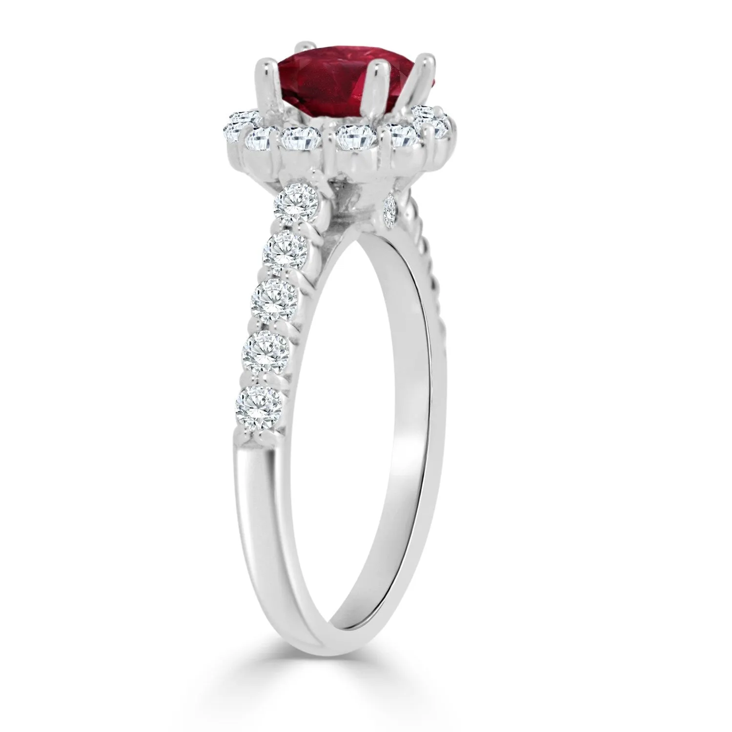 Auriya 1ct Red Ruby 5/8ctw Halo Diamond Engagement Ring 14K Gold sold by Zulily product image thumbnail 5