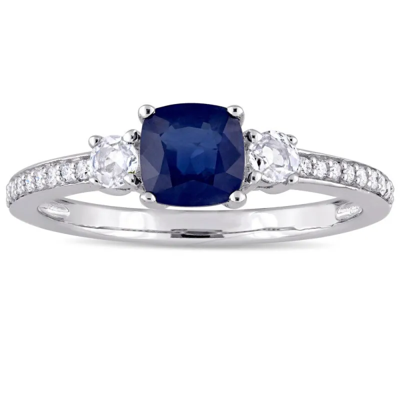 Birthstone Blue and White Sapphire 1/10ct TDW Diamond Engagement Ring in 14k White Gold by Miadora sold by Zulily